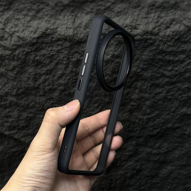 Defender Case für Xiaomi 15 Ultra und 14 Ultra, Hartes Acryl und Metall Armor Cover, Transparent Matt, Schwarz - Bild 1