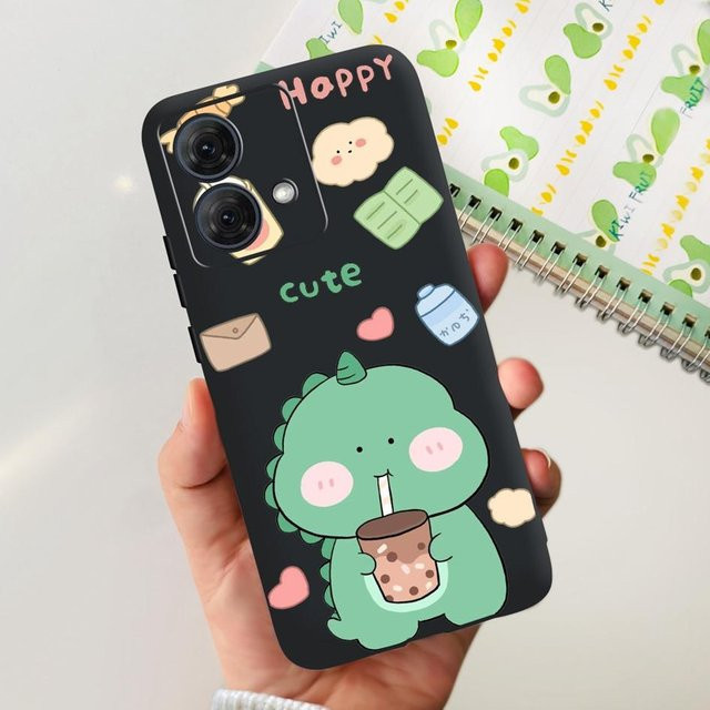 Motorola Moto G84 5G Handyhülle aus weichem Silikon TPU mit Schmetterling und Katze Design in Schwarz - Bild 1
