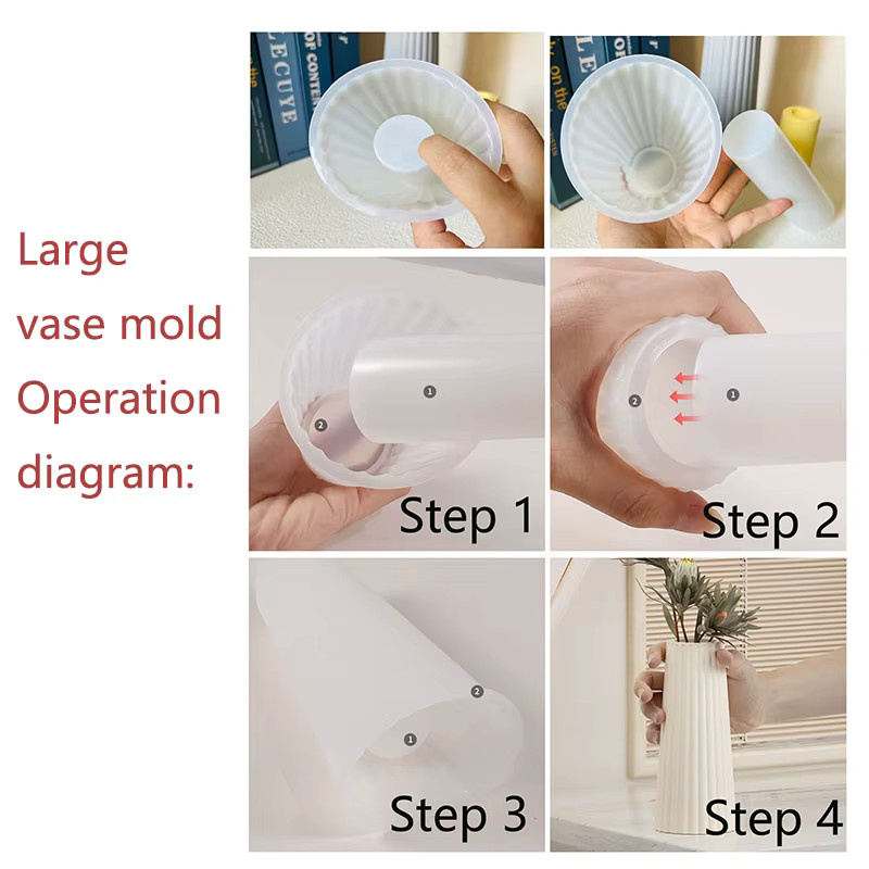 Silikonform für gestreifte Vasen und Aroma Stick Container zur Herstellung von Dekoartikeln aus Zement, Gips oder Harz - Bild 3