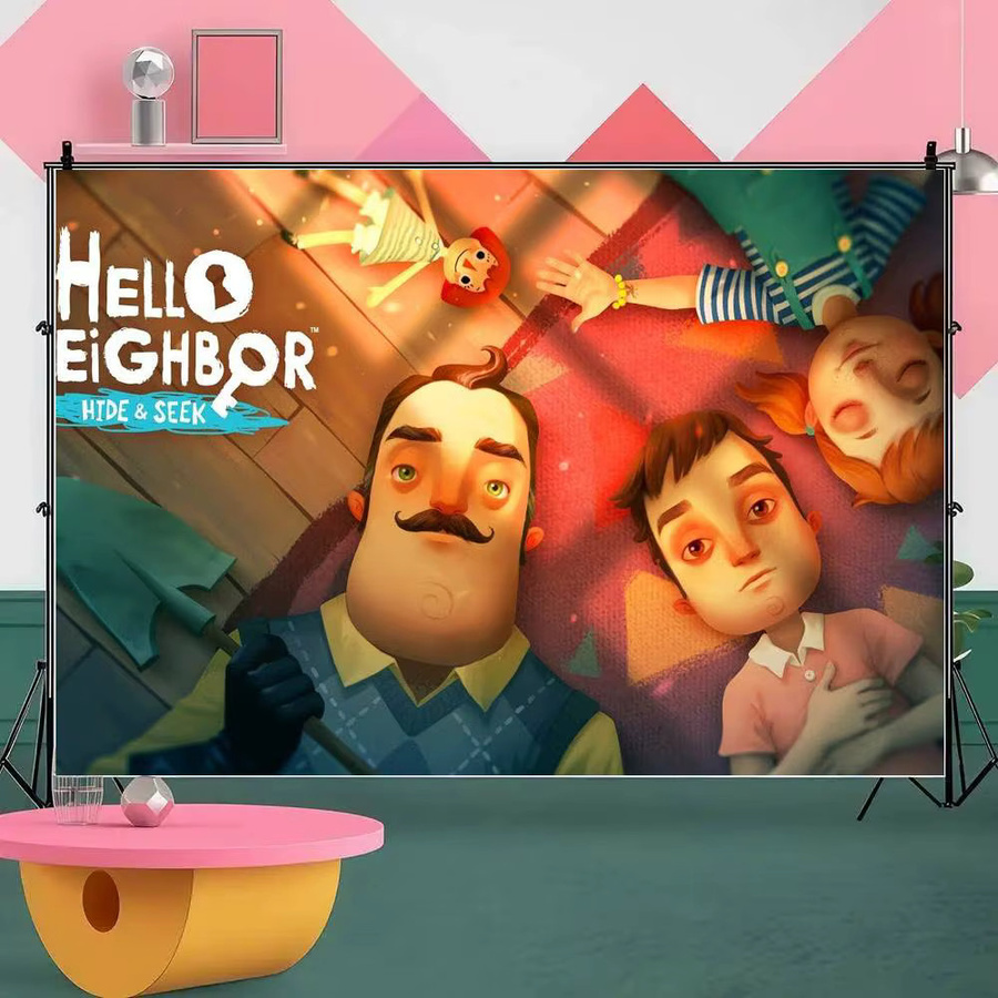 Mesuca Hello Neighbor Fotohintergrund aus Papier, Mehrfarbig, Breite: 70 cm, Höhe: 70 cm - Bild 2