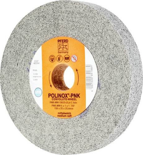 PFERD POLINOX Gewickeltes Vlies-Rad PNK für Finish, Farbe Grau, Durchmesser: 150 mm, Breite: 25 mm, Bohrung-Ø: 25,4 mm, Körnung: SIC Fein, Mittelweich - Bild 1