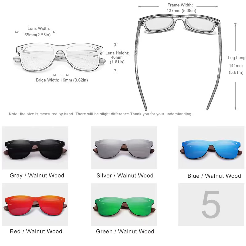 KINGSEVEN Sonnenbrille, Holz, braun, Vollrand, Herren, polarisiert - Bild 5