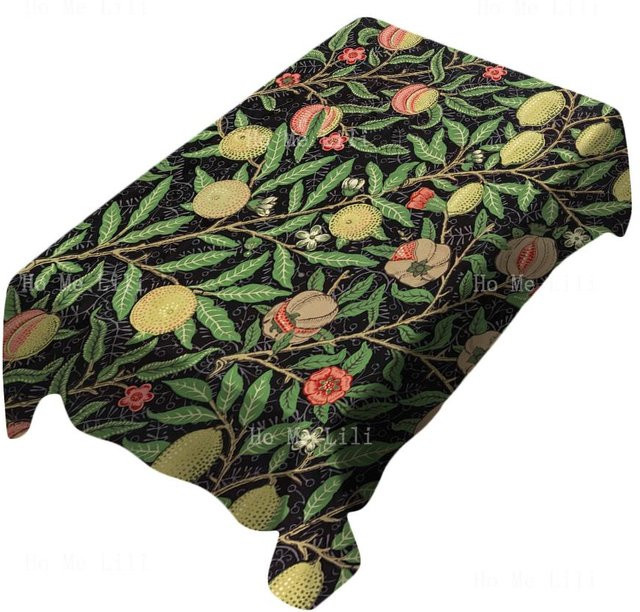 Rechteckige Tischdecke von Fancy Style Studio mit William Morris Granatapfel und Blumenmuster in Pastellfarben, B/T: 120 x 120 cm - Bild 1