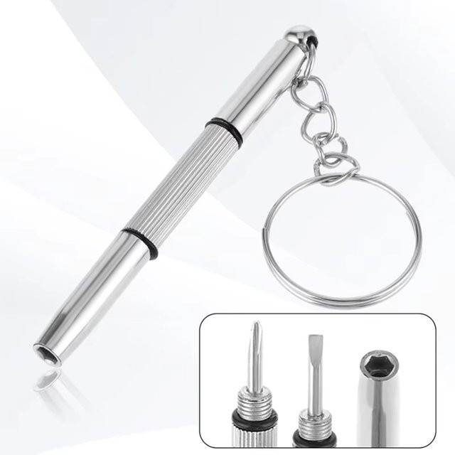3-in-1 Mini Hand-Schraubendreher Set für Brillen, Uhren und Gläser in Silber - Bild 1