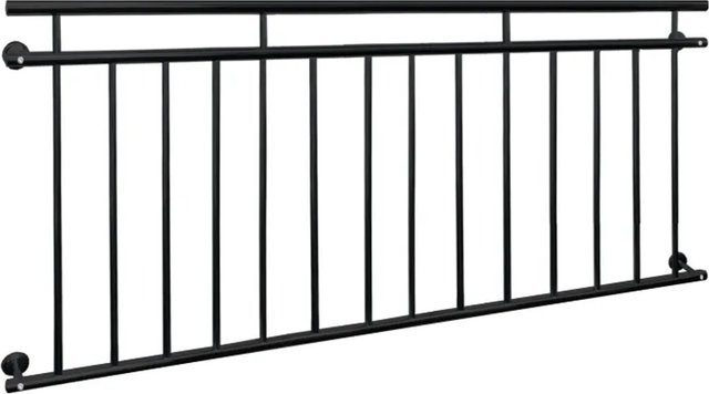 ECD Germany Französischer Balkon aus Stahl in Schwarz, B/H: 184 x 90 cm mit 14 Füllstäben - Bild 1