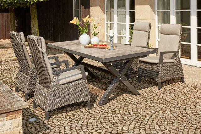 Siena Garden Corido Sincro Garten-Essgruppe in Anthrazit mit 4 Diningsesseln, Ausziehtisch mit Keramikplatte und Aluminiumgestell, B/T: 200 bis 260 x 100 cm - Bild 1