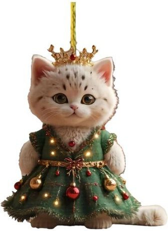 Changxinkan Weihnachtsbaumschmuck Katze als 2D Hängeanhänger aus Acryl in Braun - Bild 1
