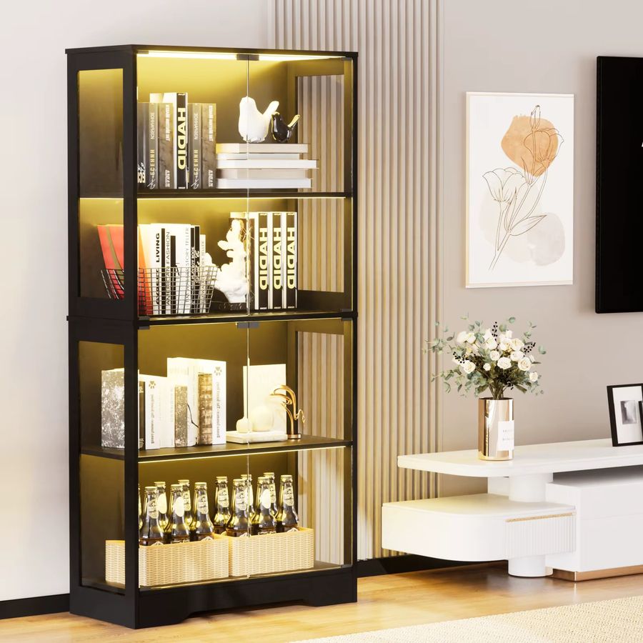 Comanlai Glasvitrine in Weiß mit LED-Beleuchtung und intelligenten Sensoren - Bild 2