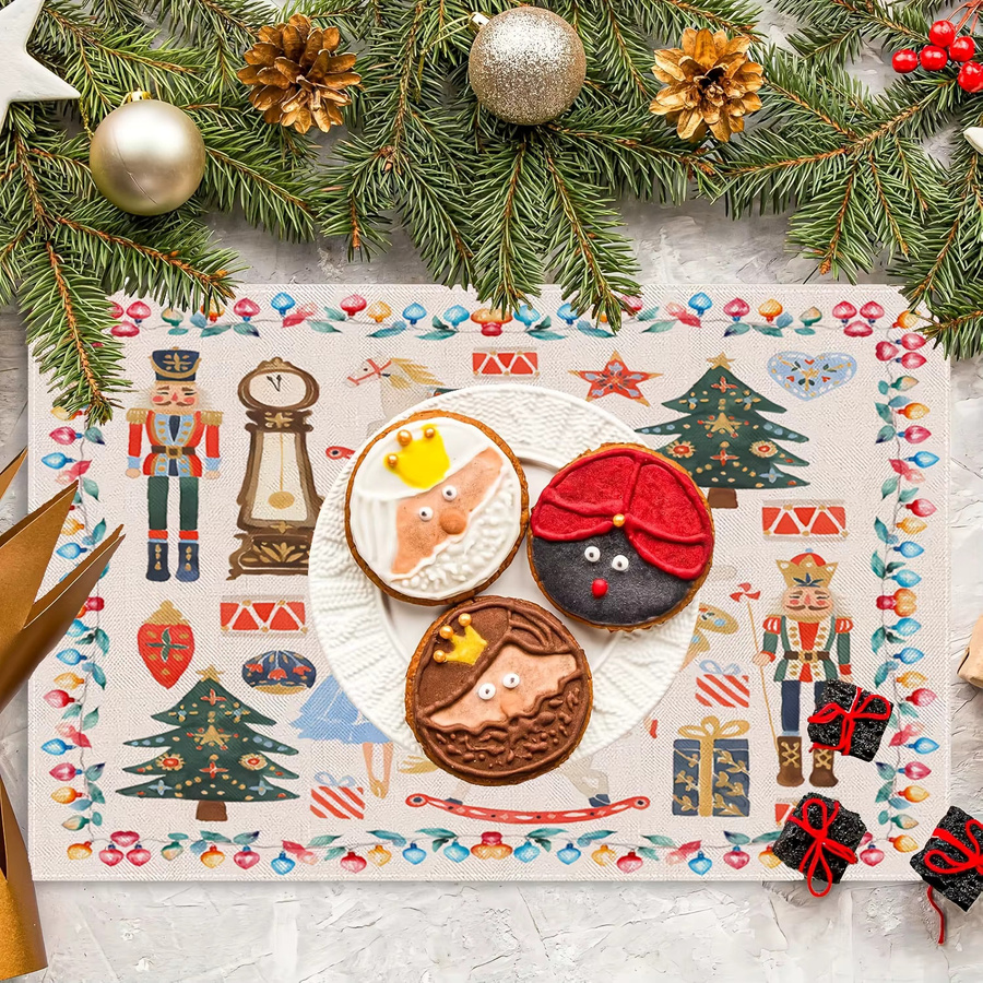 VIKAMA 4-teiliges Weihnachts-Tischset mit Nussknacker-Design in Multicolor - Bild 4