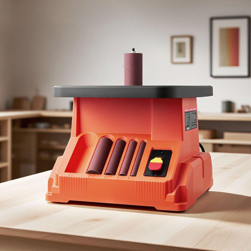 Oszillierender Tisch-Spindelschleifer von Buying Solutions, MB in Orange mit 2000 U/min, 16 mm Hub und Arbeitstisch Breite: 39,0 cm, Tiefe: 42,5 cm, Höhe: 42,0 cm sowie 6 Schleifhülsen - Bild 9