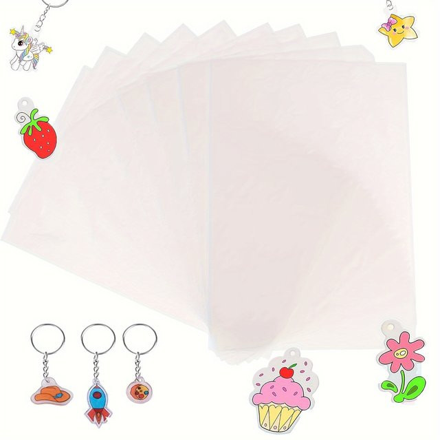 20er-Pack transparente Schrumpfplatten aus Kunststoff für Bastel- und Sublimationsprojekte zur Herstellung von Schlüsselanhängern und Ohrringen - Bild 1