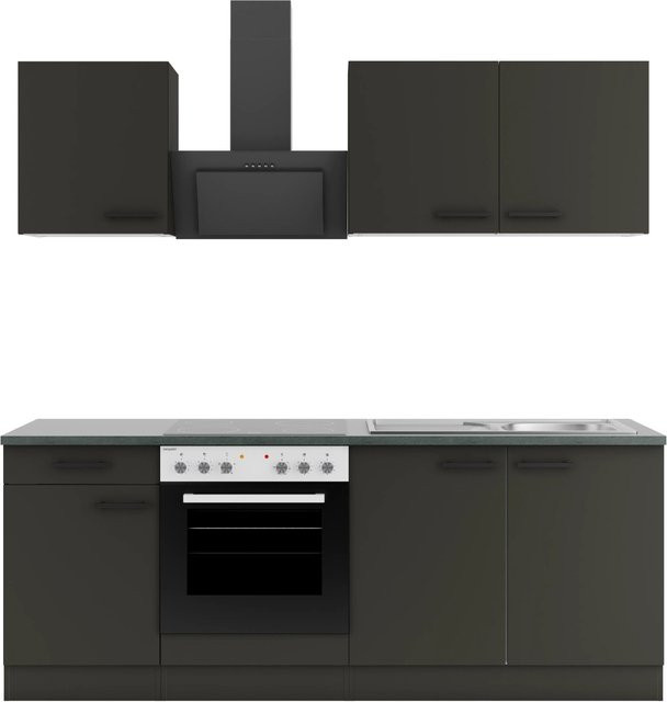 OPTIFIT Madrid420 Küchenzeile in Anthrazit mit modernem Design und Breite: 210 cm - Bild 1