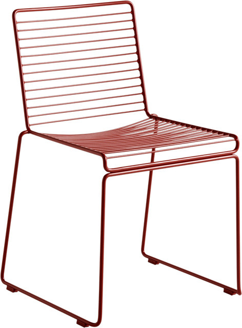 HAY Hee Dining Chair aus lackiertem Metalldraht in Rot, stapelbar und minimalistisch - Bild 1