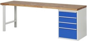 Rau Werkbank 7510A1 mit 4 Schubladen, Multicolor, B: 250 cm, T: 70 cm, H: 89 cm - Bild 1