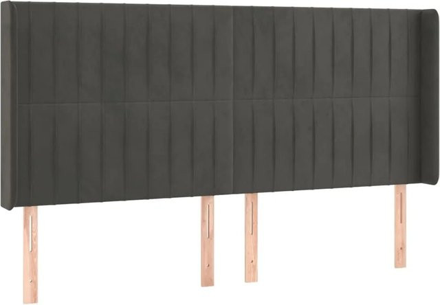 vidaXL Kopfteil mit Ohren in Dunkelgrau aus Samt, B/H: 183 x 118 cm, Tiefe: 16 cm - Bild 1
