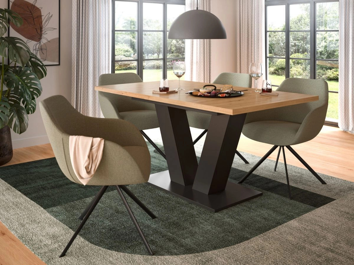 Ausziehbarer Esstisch Inn.Furn in Eiche und Grau, Rechteckig, Modern - Bild 4