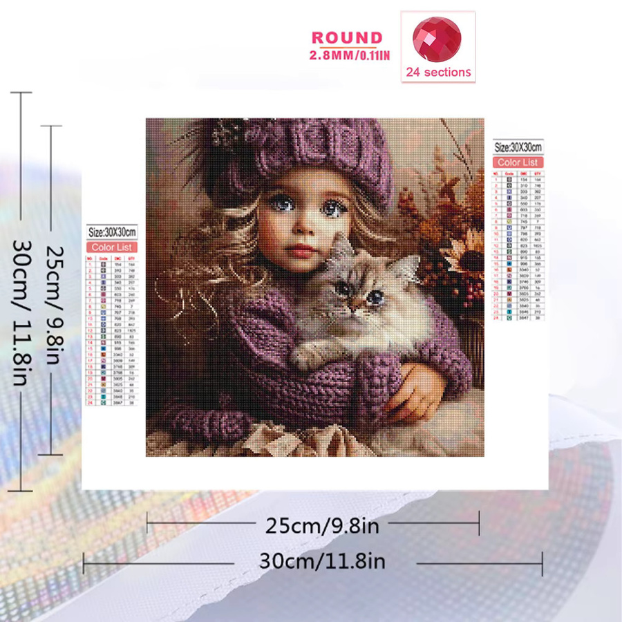 Momoart Diamantmalerei Set Katze als DIY-Mosaik-Porträtbild für Kinder in Multicolour, B/H: 20 x 20 cm - Bild 2
