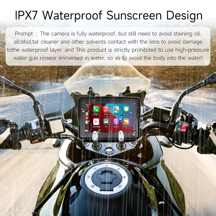 JIUYIN Motorrad-GPS-Navigationsrekorder mit drahtlosem CarPlay und Android Auto, IP67 wasserdichter Multimedia-Player mit Bluetooth, Schwarz - Bild 5