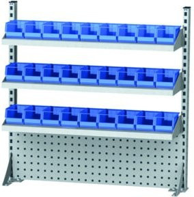 Stier Multiwandaufbau Blau mit 1 Lochwand und 3 Fachböden B: 100 cm, H: 95 cm - Bild 1