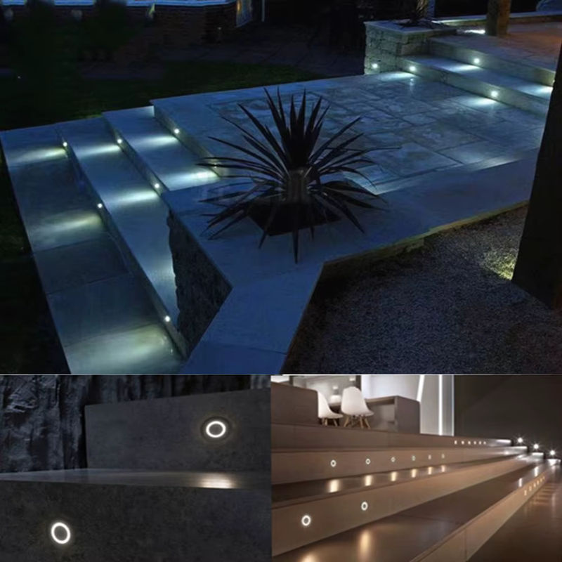 YELEDWAY LED Einbauleuchte IP67 für Garten und Treppen, weißer runder Bodenstrahler mit 1W, wasserdichter Unterflur-Scheinwerker für Außenbereiche - Bild 2
