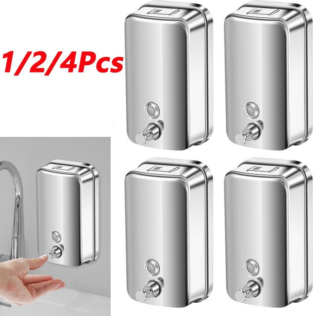 Wandmontierter manueller Seifenspender von everso aus Edelstahl in Silber, Fassungsvermögen: 1000 ml - Bild 1