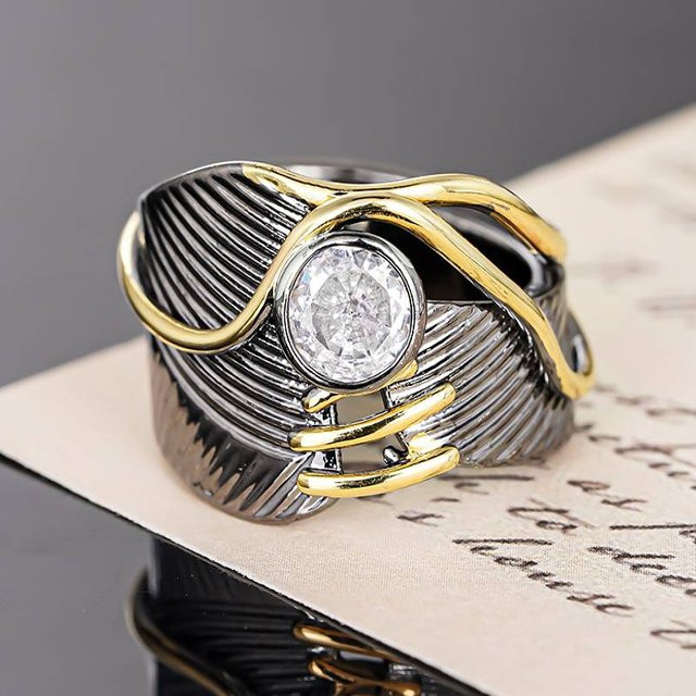 Huitan Ringe, Zirkonia, Bicolor, Damen - Bild 1