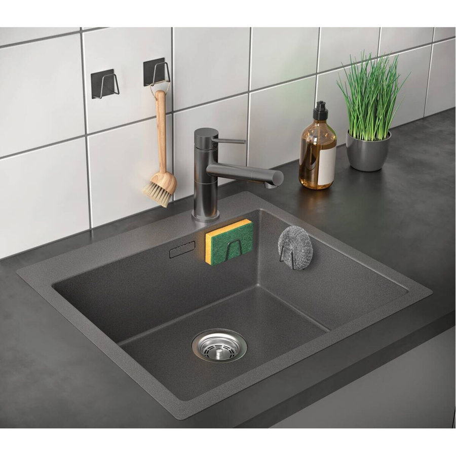 Metaltex Haushaltshelfer aus Stahl in Schwarz, B/H/L: 8,5 x 17 x 3,3 cm - Bild 2
