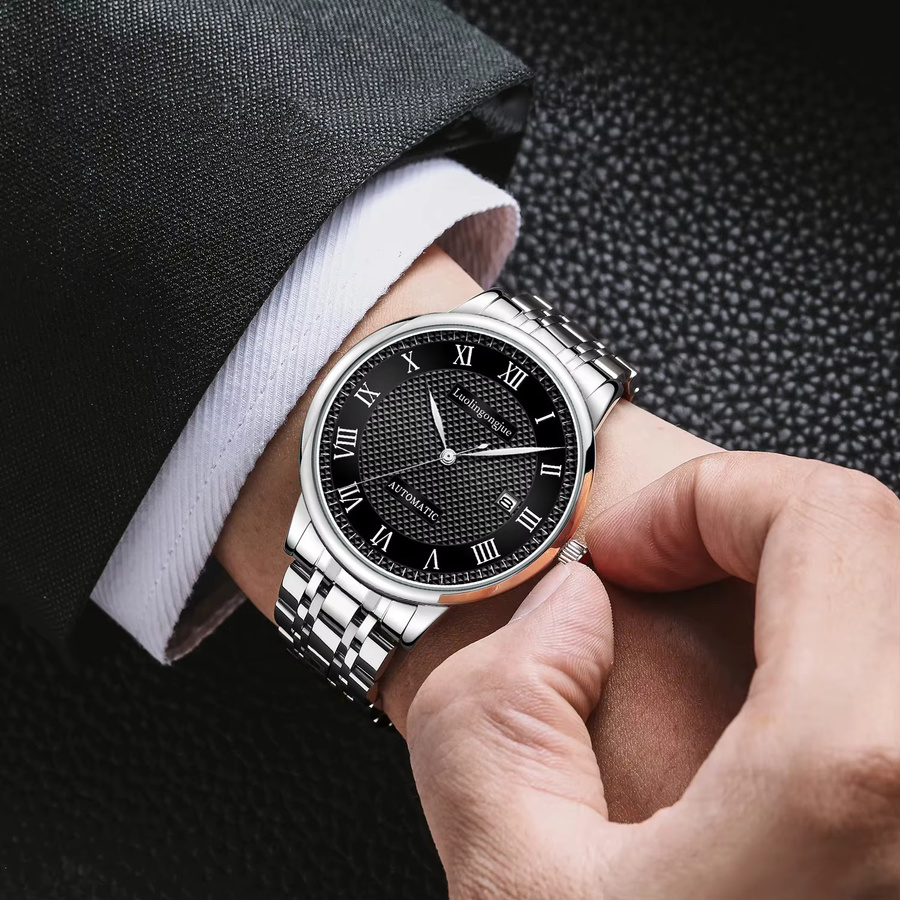 LUOLINGONGJUE Armbanduhr, Automatik, Edelstahl, Weiß, Herren - Bild 3