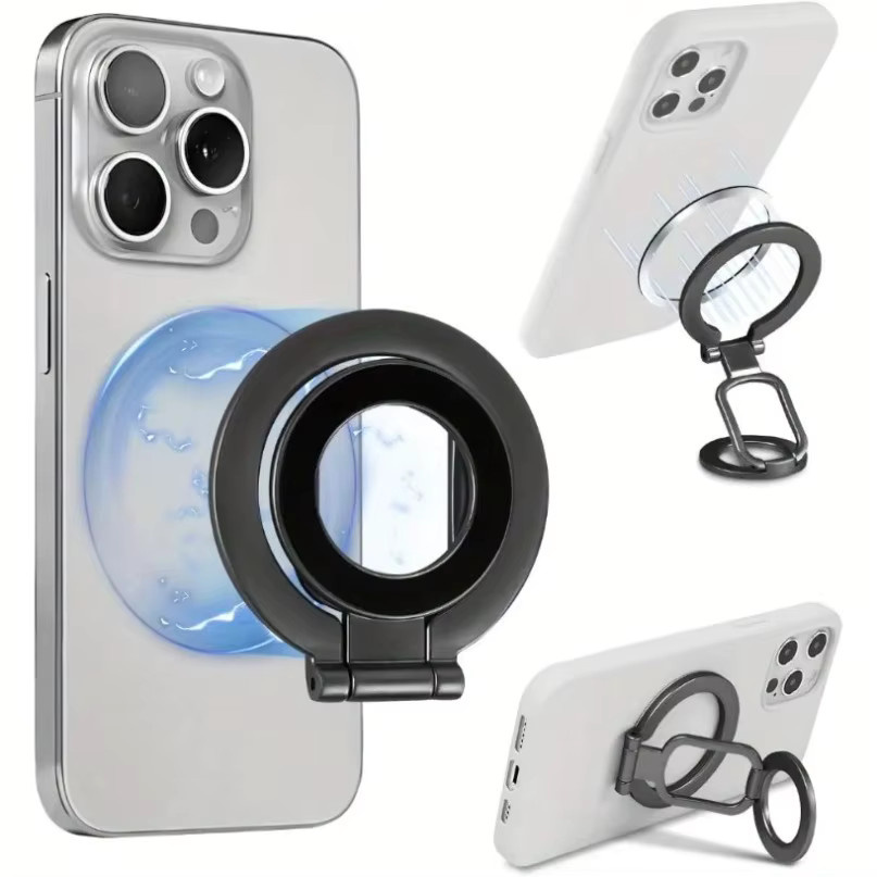 VIKEFON Magnetischer Fingerring-Telefonhalter in Schwarz, faltbarer MagSafe Smartphone-Ständer für iPhone 17 16 Pro Max 15 14 13 12 und Fitnessstudio-Eisenhalterung - Bild 2
