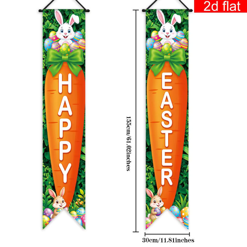 VIKAMA Oster-Türleiter-Dekoration mit Karottenmotiv, Hasen- und Osterei-Druck, Mehrfarbig, B/H: 30,0 x 180,0 cm - Bild 5