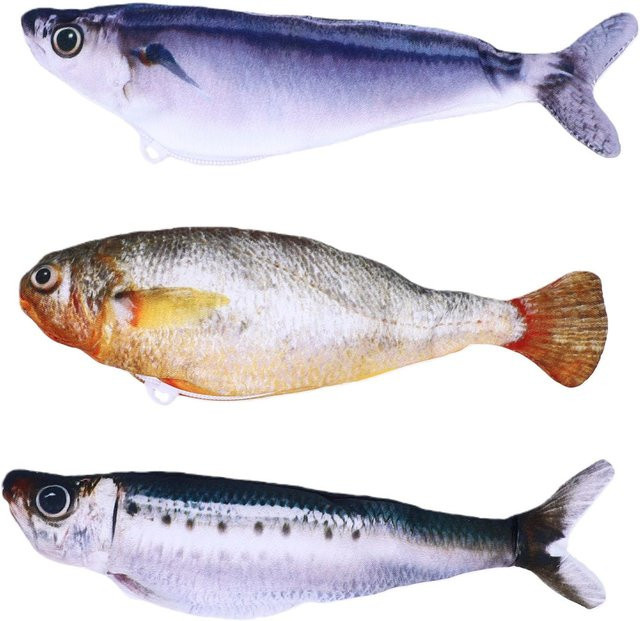 3-teiliges Set Realistisches Flatterfisch-Katzen-Spielzeug, Plüsch, Wiederaufladbar, gray - Bild 1