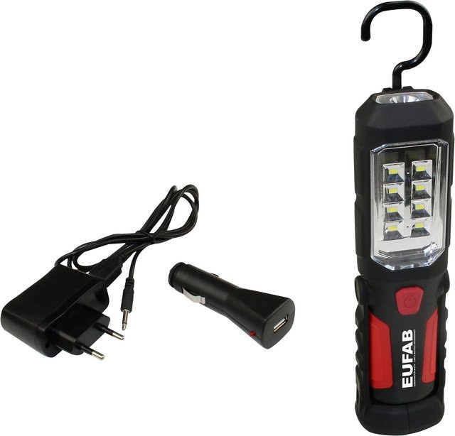 Eufab Akku-LED-Werkstattleuchte in Schwarz mit SMD-Technologie und Haken - Bild 1