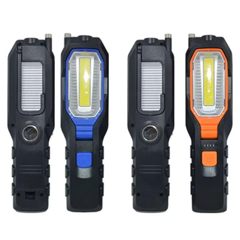 QHSPE LED Arbeitsleuchte mit USB-Ladefunktion, COB-Taschenlampe mit Haken und Magnet in Orange und Schwarz - Bild 4