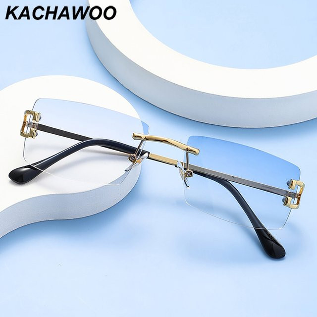 Kachawoo Sonnenbrille randlos, quadratisch, Metall, Unisex, blau, rosa, braun - Bild 1
