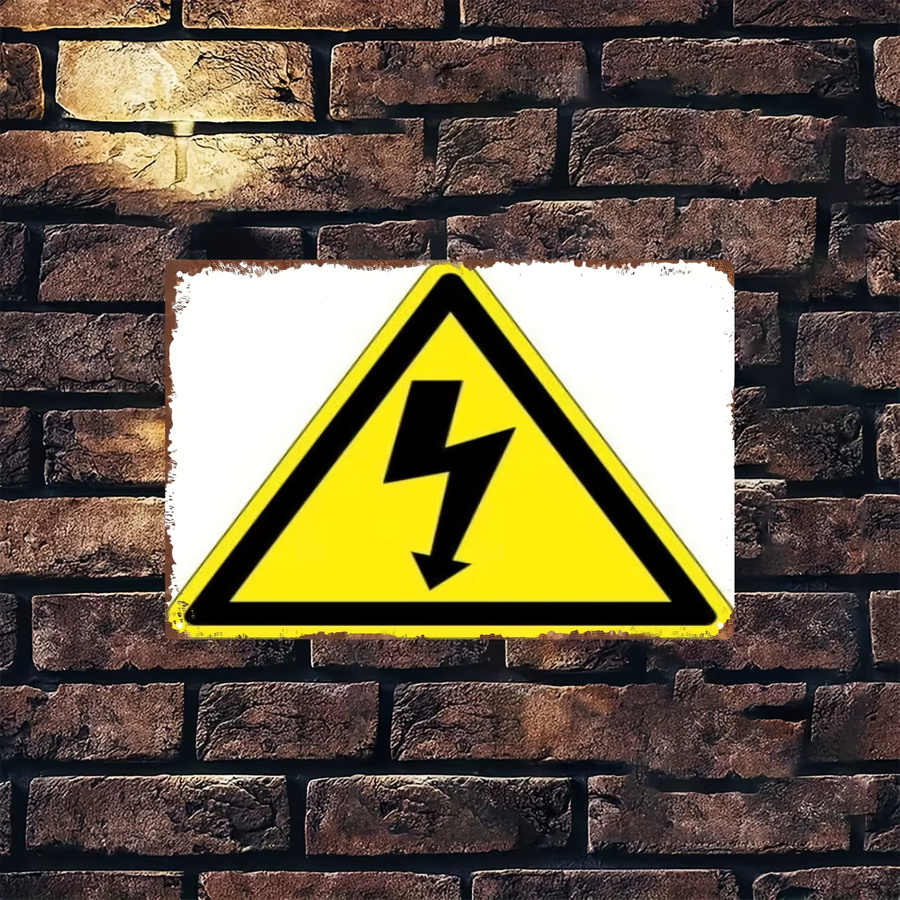 HELLOYOUNG Elektroschock-Warnschild aus Metall im Retro-Stil, Schwarz-Gelb, Breite: 20,32 cm, Höhe: 20,32 cm - Bild 4