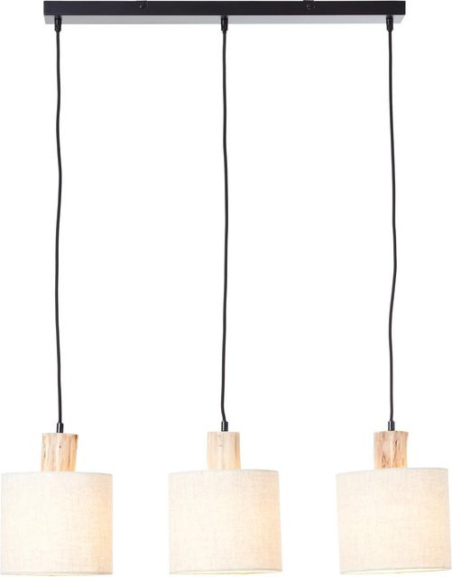 Brilliant Pia Pendelleuchte 3-flg. Balken Schwarz-Natur aus Holz mit E27 Fassung - Bild 1