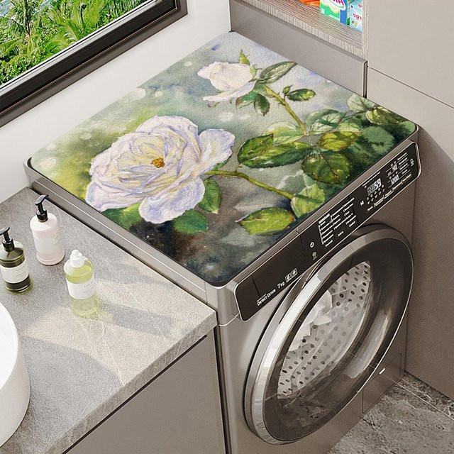 VIKAMA Staubschutzmatte für Waschmaschine und Trockner mit Blumenmuster, rutschfest und waschbar, Multicolor - Bild 1