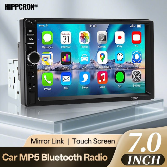Hippcron 1 DIN Autoradio mit 7 Zoll HD Touchscreen, Multimedia MP5 Videoplayer mit Bluetooth, USB, AUX und Mirrorlink in Schwarz - Bild 1