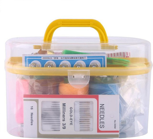 Neoglint Nähbox Set in Gelb mit Einfädler, Nadel, Maßband, Schere und Fingerhut, 10 Teile