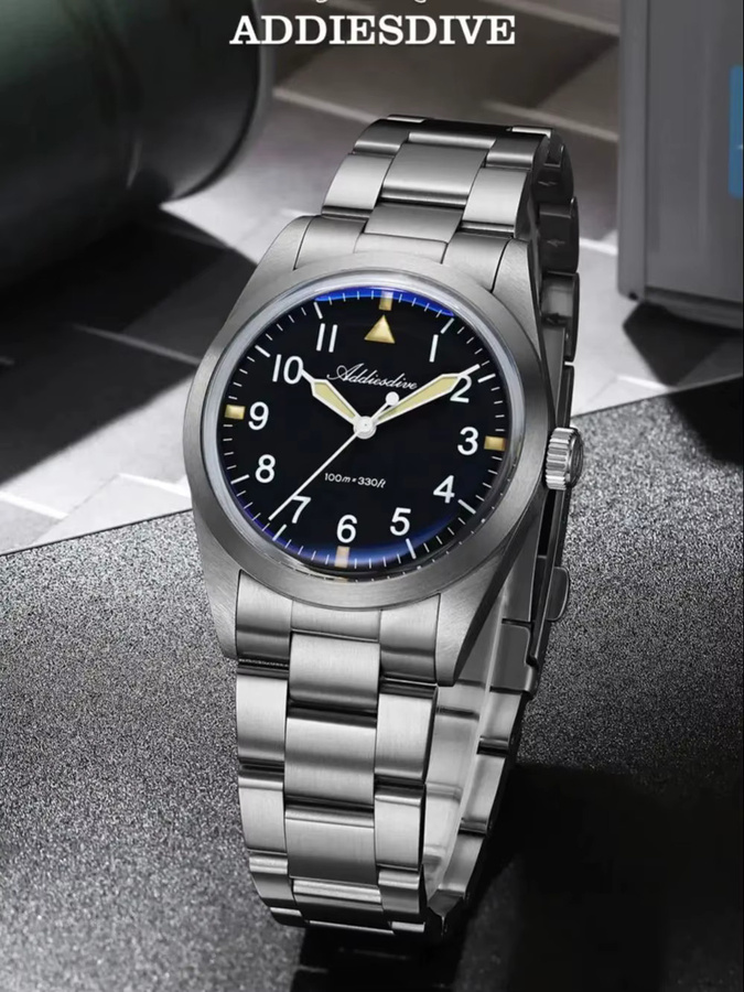 ADDIESDIVE Armbanduhr, Quarz, Titan, 36 mm, Herren, Grün, 10 ATM - Bild 5