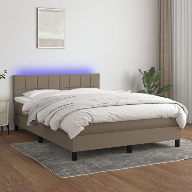 vidaxl Boxspringbett mit Matratze in Taupe meliert, Stoff und Holzwerkstoff, B/T/H: 140 x 190 cm - Bild 1