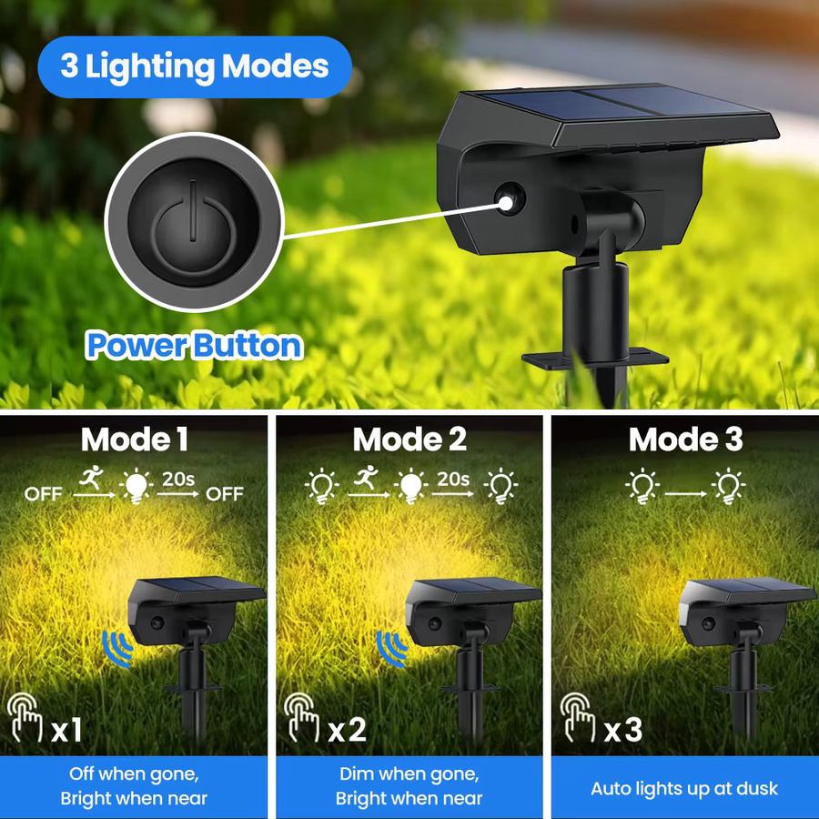 Solar-LED-Spotleuchten für den Außenbereich mit Bewegungssensor und 56 LEDs in Schwarz, wasserdichte Gartenbeleuchtung für Hof, Wand und Wege - Bild 2