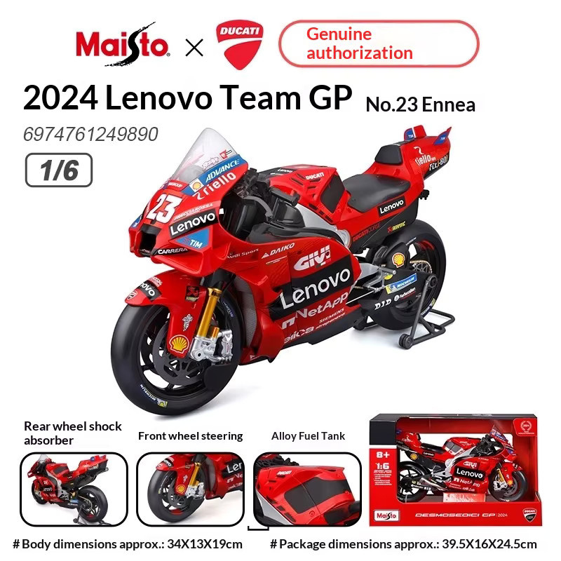Maisto Ducati Lenovo Team 2024, Motorrad Racing Modell, 1:6, Metall - Bild 4