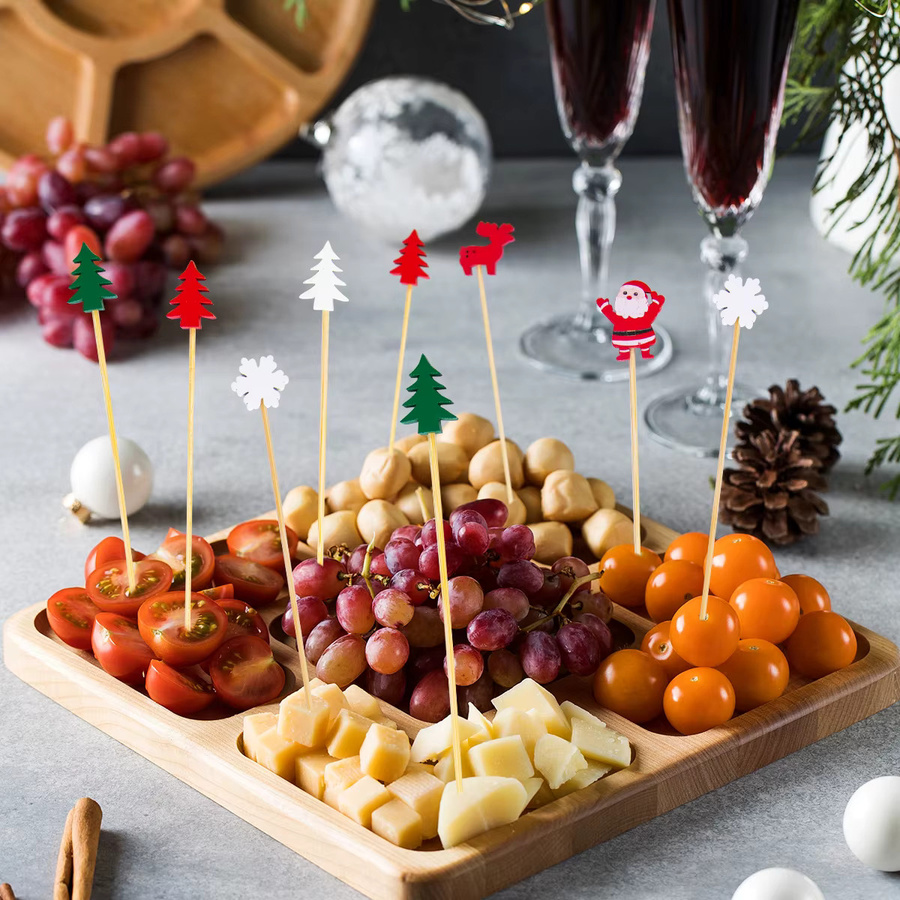 Joy-enlife Weihnachts Cupcake Topper und Cocktail Zahnstocher Set mit Santa Claus, Schneemann und Schneeflocken, Mehrfarbig - Bild 3