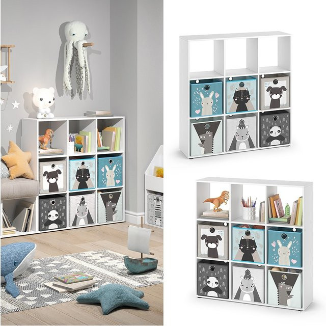 Vicco Würfelregal Nove als Raumtrenner und Standregal in Weiß mit 9 Fächern für das Kinderzimmer - Bild 1