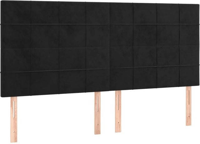 vidaXL LED Kopfteil in Schwarz aus Samt mit USB-Ladeport und integrierter Beleuchtung, B: 160 cm, T: 5 cm, H: 118 cm - Bild 1