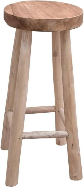 vidaXL Barhocker aus Teak Massivholz in Braun mit rustikaler Holzmaserung, Höhe: 76 cm, Breite: 37 cm, Tiefe: 37 cm - Bild 1