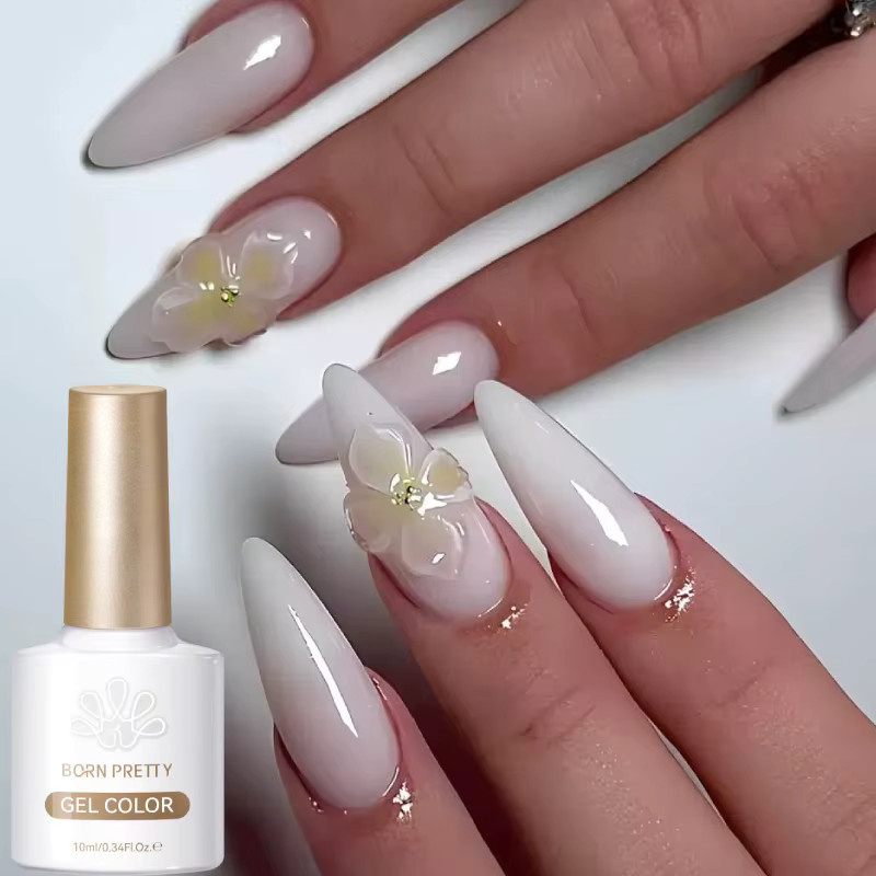 BORN PRETTY Milky Jelly White Gel Nagellack, 10 ml, Glänzend - Bild 4