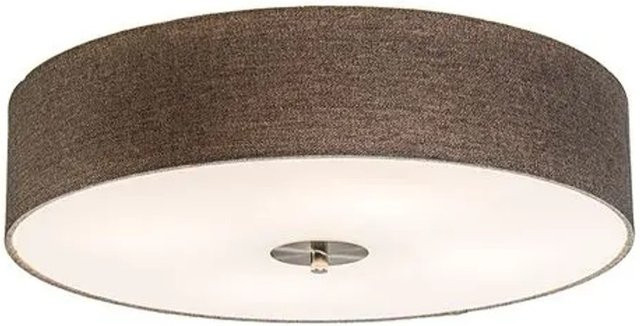 QAZQA Ländliche Deckenleuchte aus Jute und Glas, rund, Taupe/Braun, Durchmesser: 50 cm, dimmbar, E27 - Bild 1