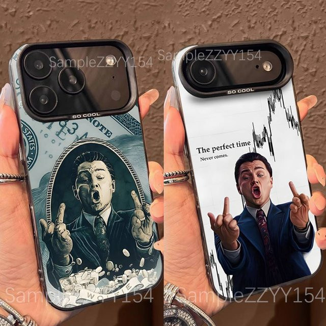 W-Wolf Of Wall Street Handyhülle für iPhone 11 bis 17 Pro Max Plus Mini, Grau Matt, Stoßfeste IMD-Abdeckung - Bild 1